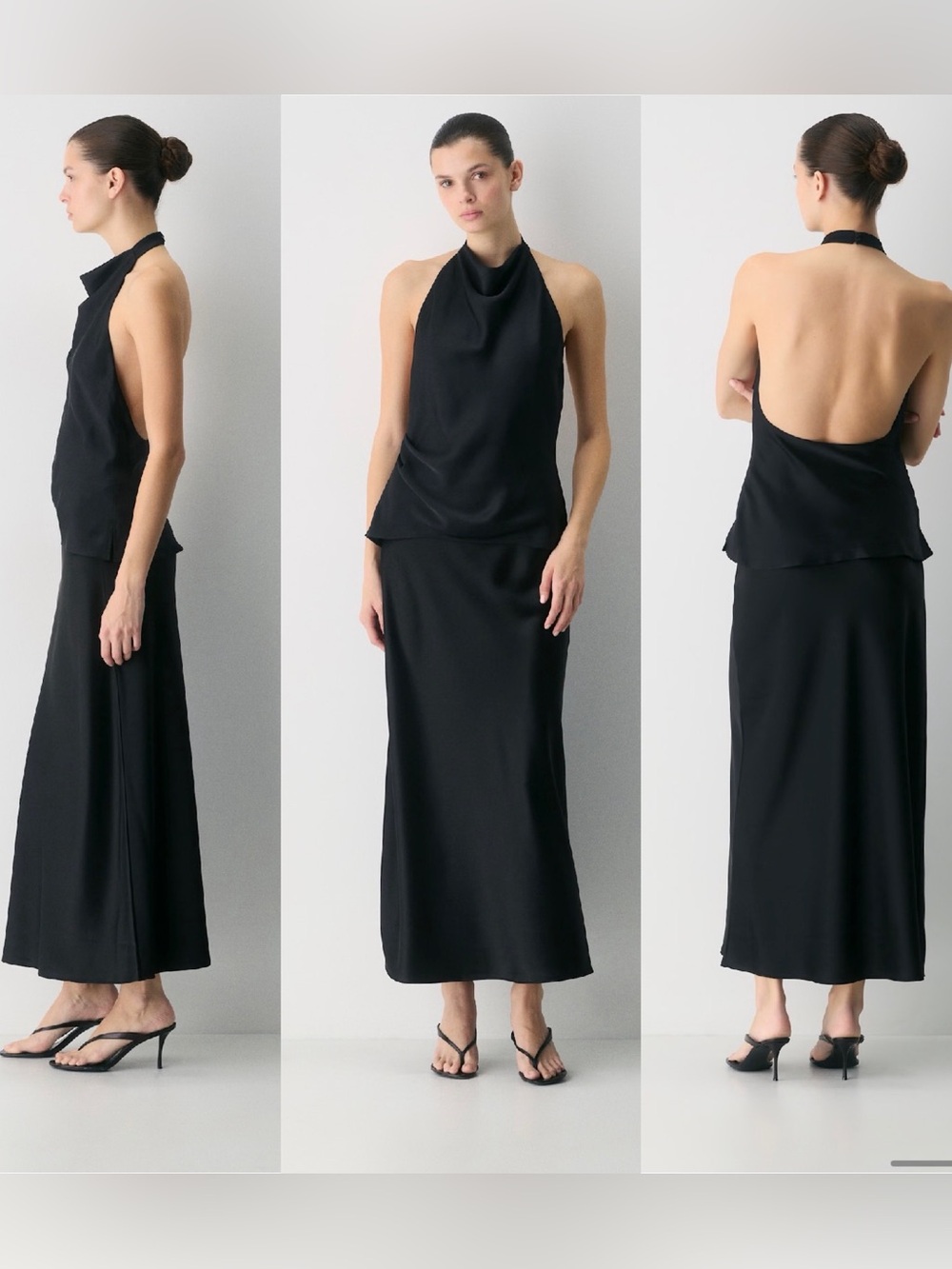 NWT Aritzia Ten Audience Satin Halter Top in Black Size 6
